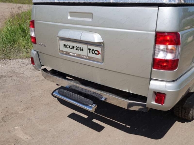 Фаркоп для УАЗ Пикап с нержавеющей накладкой ТСС для УАЗ Патриот Пикап 2015-2021