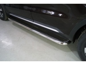 Пороги с площадкой нержавеющий лист 60 мм для Kia Sorento № KIASOR20-11